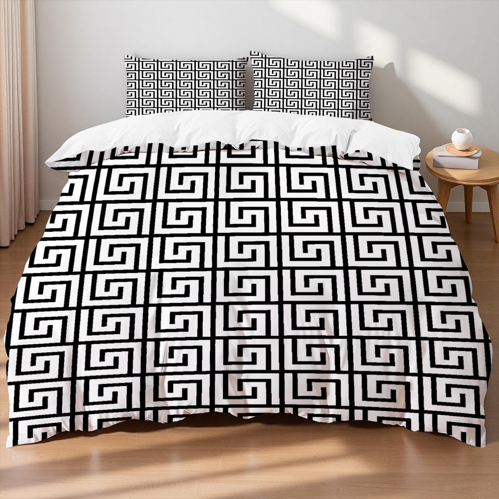 Black White Stripe Single Full Size Duvet Cover Geometric Nordic Line Art Gifts For Teen Boys 3pcs Quilt Cover Living Room Decor