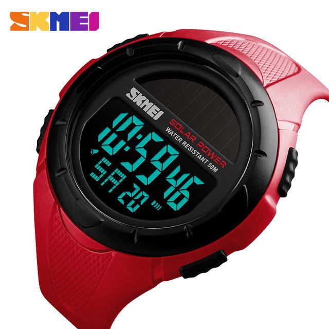 SKMEI Orologio Sportivo Digitale Uomo – 50m Impermeabile, LED, Cronometro E Allarme, Nero-Rosso