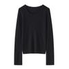 Spring 2026 Women's U-Neck Ultra-Thin Knit Base Layer Top - 100% Pure Wool Yangzi Yarn