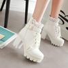 Women's white thick heel super high heel Martin boots fashionable European and American winter boots temperament short boots