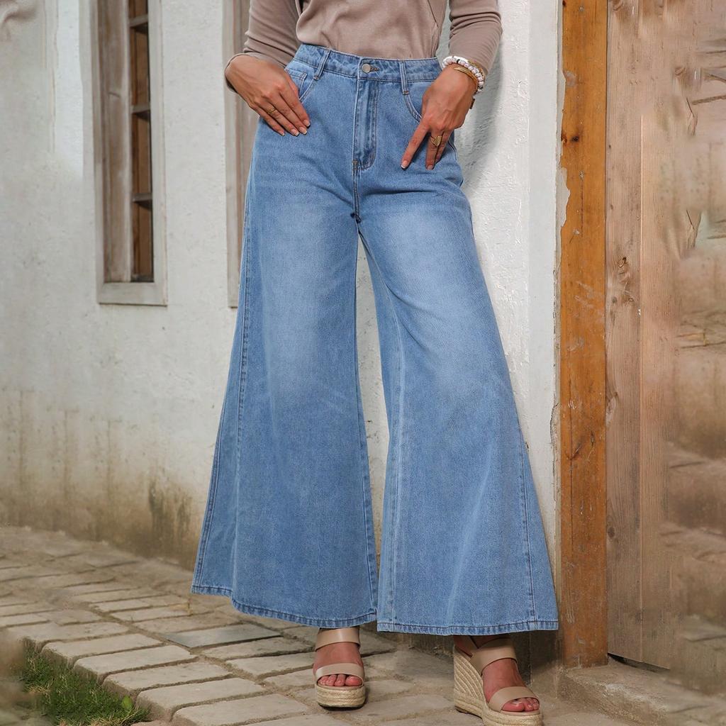 Women's Trousers Large Size Stretch Jeans Loose Semi-Elastic Pants