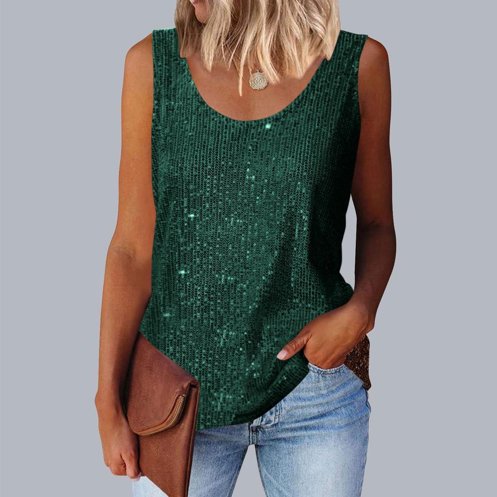 Ärmelloses Damen Camisole-Westchen mit Glitzer Pailletten Tanktops