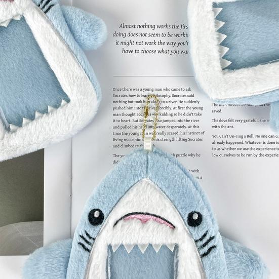 Shark Plush Card Sleeve Storage Bag Soft Touch Card Cover Identity Card Photo Protection School Office Daily Commute Organizer