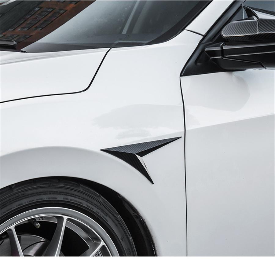 Decorative Car Side Fender Wing  Emble Badge Bonnet  Car Styling Sticker Carbon Fiber Color