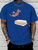 Funny Jumping Hot Dog Cartoon Food Pattern Graphic Print Unisexs Crew Neck Short Sleeve Tee Casual Daily Soft Basic Daily Wear Top