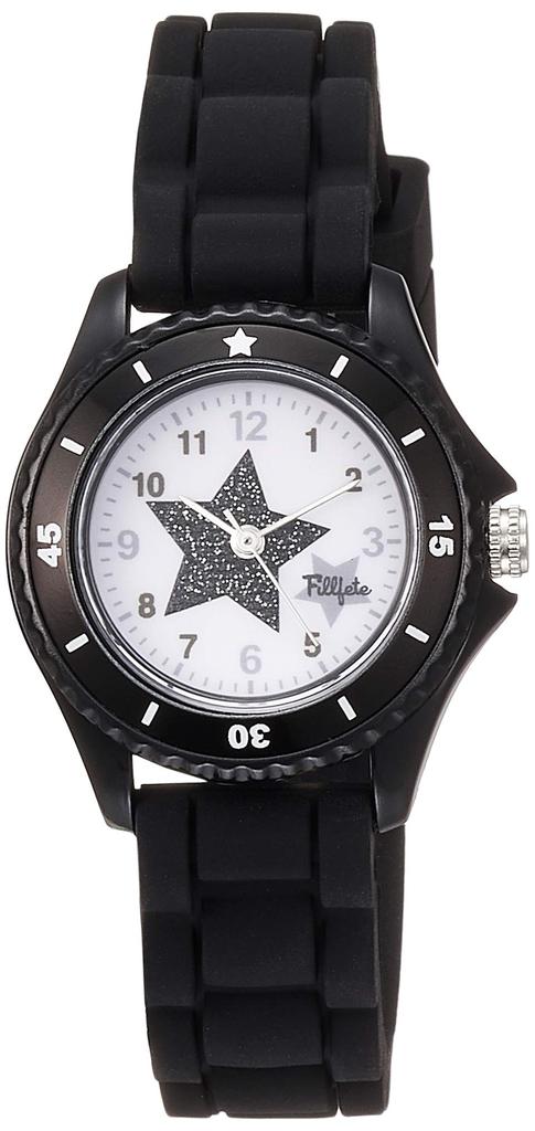 Analog Lame Wristwatch for Silicone White Dial with Lame Black [Fieldwork] Girls, Strap, KDS008-5