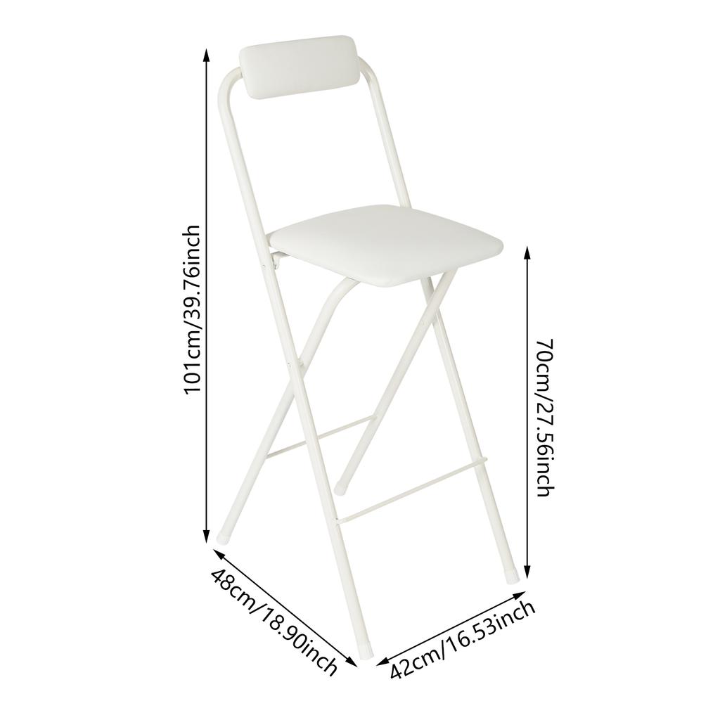 White Portable Folding Chair(70cm Sitting Height,275.58lbs Carrying Capacity), Simple Decorative High Stool For Bar & Restaurant