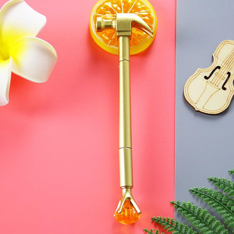 

0.5mm Creative Diamond Hammer Shape Pen Student Stationery Neutral Pen Plastic Signature Writing Tools Back to School Gifts