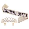 Birthday Sash Crown Add Ambience Colored Lightweight Birthday Tiara Sash for Birthday Party Gold
