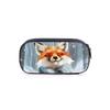 Cute Fox Pattern Layered Fabric Pencil Case for Boys and Girls Best Gift 2D Cartoon School & Office Use