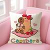 Cartoon Cute Capybara Cushion Cover Natural Linen Pillow Case DoubleSided Print Decorative Sofa Pillowcase Home Decor Gift