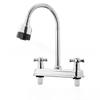 Kitchen Flexible 360° Rotatable Faucet Dual Handle Hot and Cold Water Faucet Splashproof 2 Outlet Modes Kitchen Tap