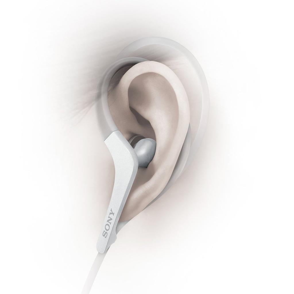 Sony with Remote and White MDR-AS410AP Earphones Water-Resistant/Sports-Ready, Microphone, (MDR-AS410AP W)