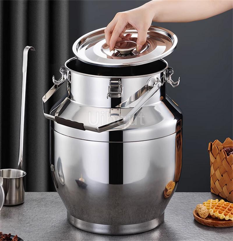 Stainless Steel Sealed Tank Large Capacity Rice Oil Wine Barrel Tea Can Milk Bucket Edible Oil Barrel Wine Jar Sealed Tank