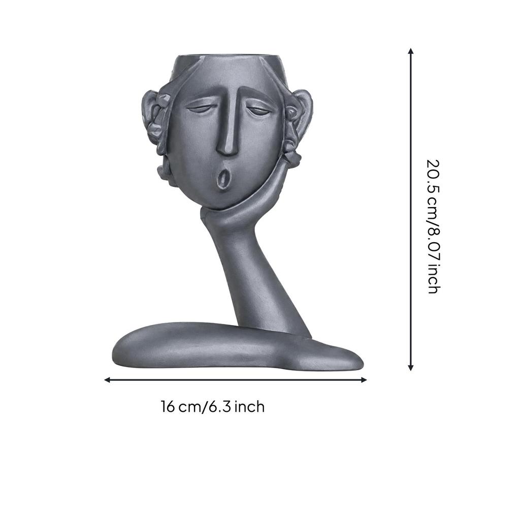 Abstract Face Vase Carved Unique Pen Holder for Living Room, Hallway, Office Nordic
