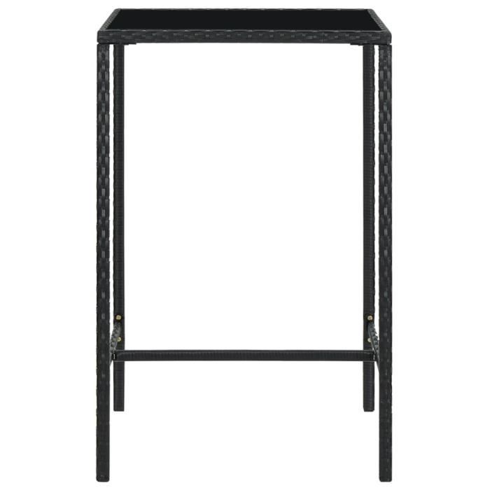 VidaXL Table de bar de jardin Noir 70x70x110cm Résine tressée et verre