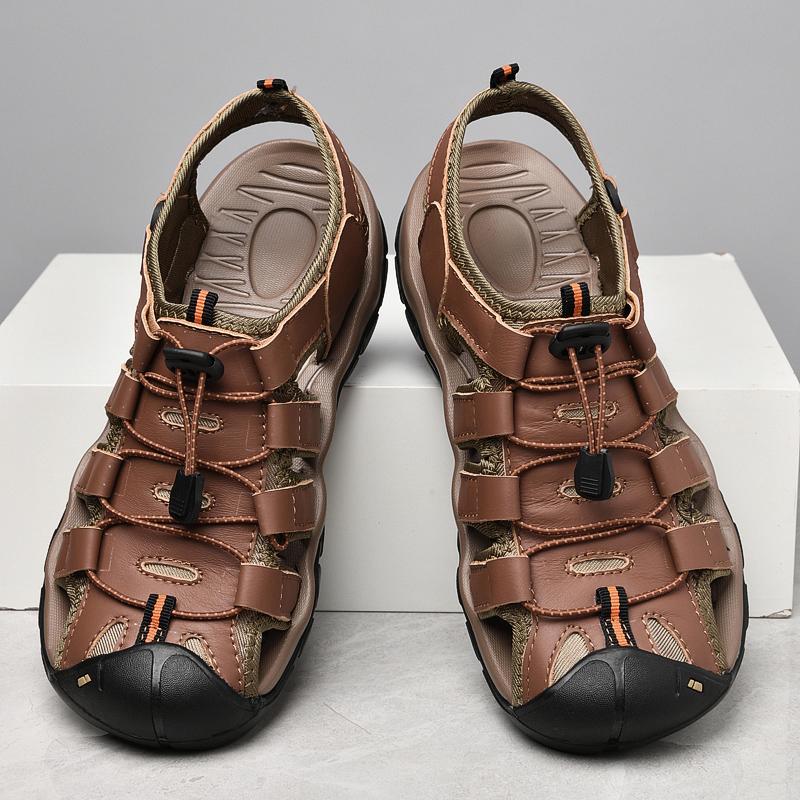 

Летние мужские сандалии из натуральной кожи, мужская повседневная обувь, уличные мужские кожаные сандалии для мужчин, пляжная обувь, римская мужская обувь 48