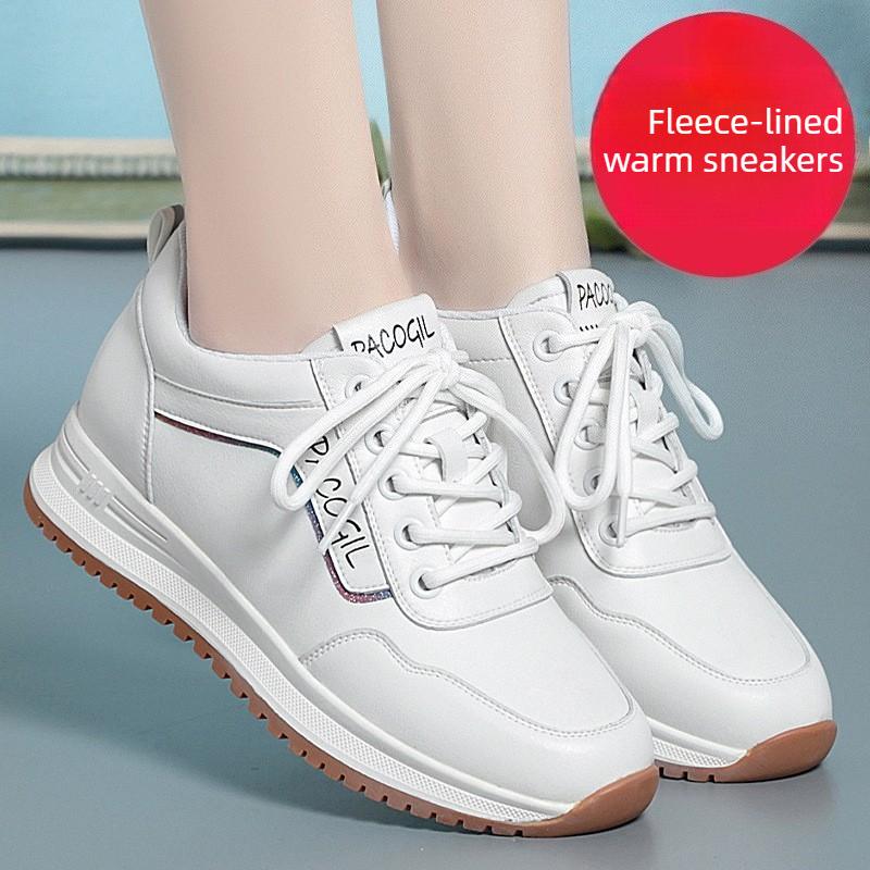 Women's Athletic Shoes, Autumn and Winter, Fleece-lined, Soft-soled, Middle-aged and Elderly Women's Shoes, Flat, Travel and Casual Shoes