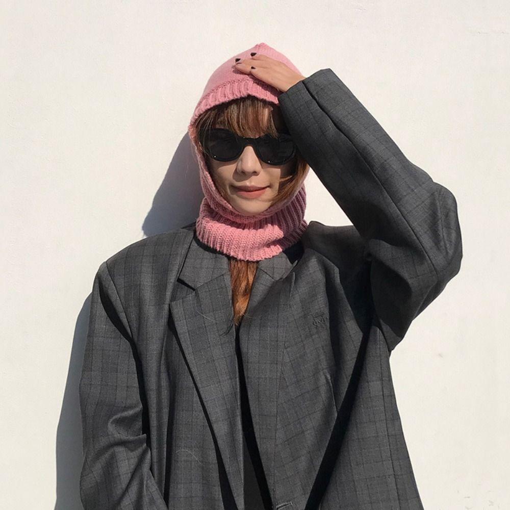 Earmuff Knitted Pullover Cap Warm Winter Neckerchief Cartoon Balaclava Hat  Outdoor
