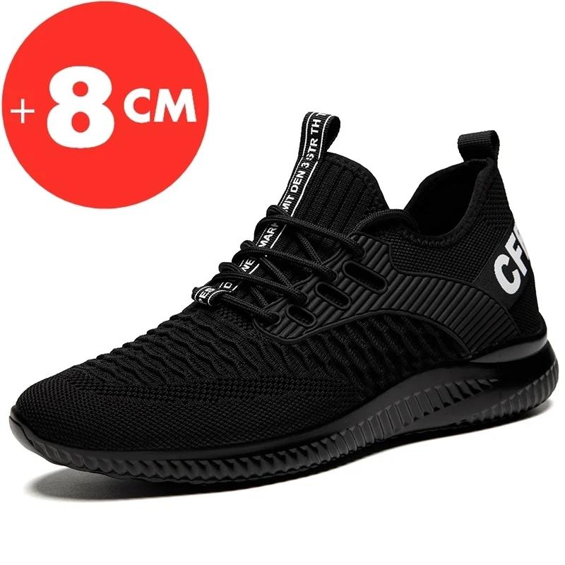 

New 2024 Sneakers Men Insoles 8CM Sports Heightening Shoes Tall Shoes 39-43 Man Elevator Shoes Height Increase Shoes tênis 40 чёрный
