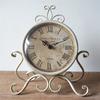 Vintage European Style Iron Clock, Silent Mechanism Creative Tabletop Clock for Living Room Decoration Desk Clocks