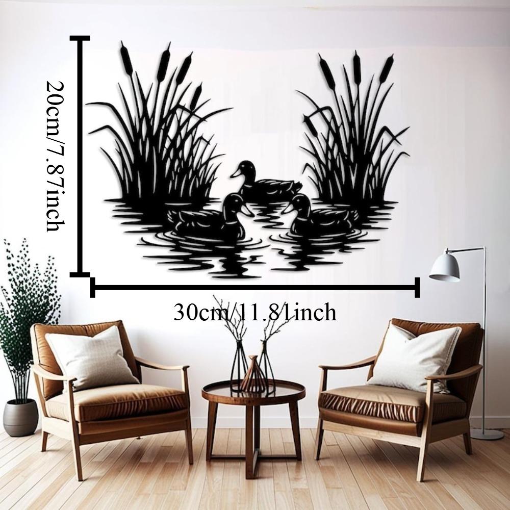

3D Metal Duck Wall Art, Lake House Decor, Rustic Farmhouse Wildlife Sculpture, Nature Living Room Decor, Cabin Gift for Him 12in чёрный