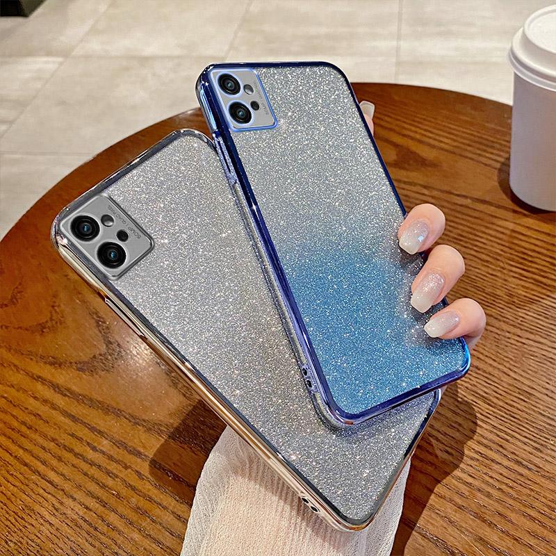 Luxury Electroplated Glitter Cases For Motorola Moto G20 G22 G23 G24 Plating Transparent Case Shockproof Soft Cover Moto G24 G23