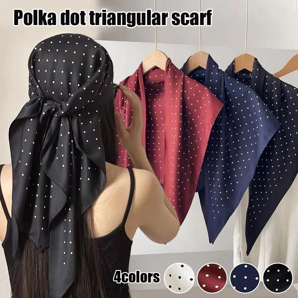 Polyester Polka Dot Head Scarf Elegent Waist Tying Scarf Luxury Bandana Travel Matching