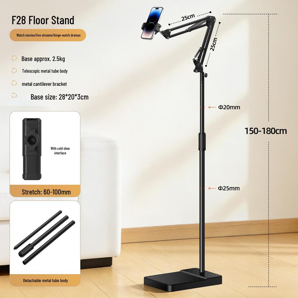 Lazy Person's Telescopic Metal Phone & Tablet Holder for Bedside or Desk
