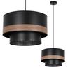 Wood Duo Black Hanging Lamp, 1-Flat Mesh Lampshade, Walnut Veneer