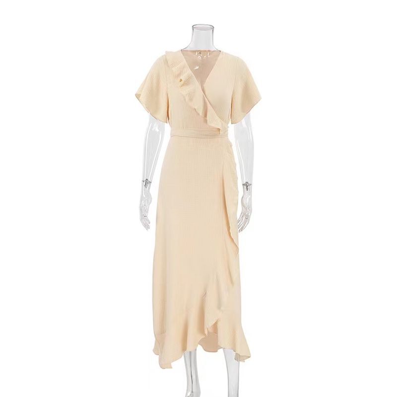 

Western Style Sexy One-Piece Lace-up Cardigan Lace-up Dress Sexy Cardigan Lace up Dress Apricot color L