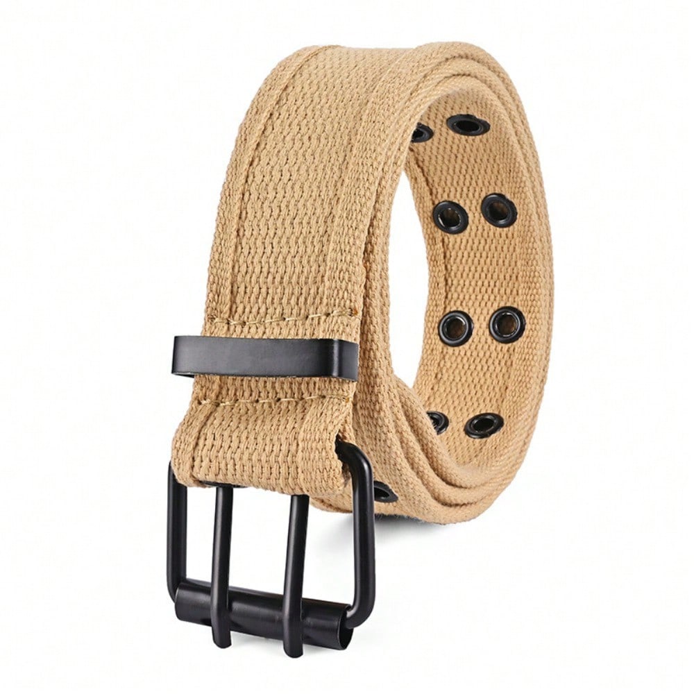 Men and women double-breasted belt double-hole middle-aged and young men's tooling trend punk pink buckle belt