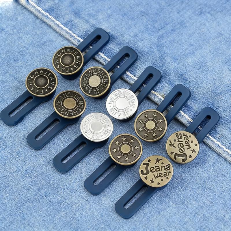 6pcs Jeans Button Extender Universal Pants Extender Button for Women Men Adjustable Elastic Waist Silicone Extender Buckle Set