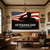 Veterans Day Salute Tapestry Patriotic Honor Print Polyester Wall Hanging for Living Room US Flag and Veteran Salute Themed De