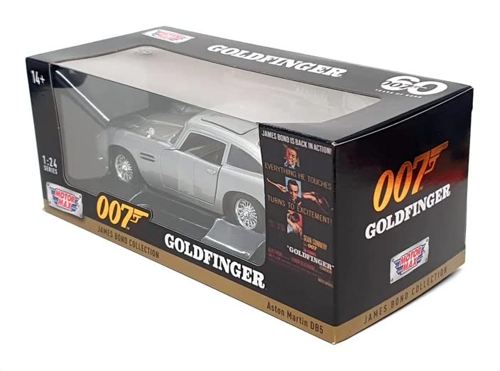 MOTORMAX Měřítko 1/24 Aston Martin Bond Car Kovová stavebnice, ASTON MARTIN DB5 COUPE 1965, z filmu 007 Goldfinger (stříbrný) [Paralelní import]