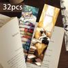 32 Stück. Bücherregal/Katzen-Lesezeichen, geeignet für die Schulanfangszeit, Weihnachten, Halloween, Lehrer, Leser, Geburtstage.