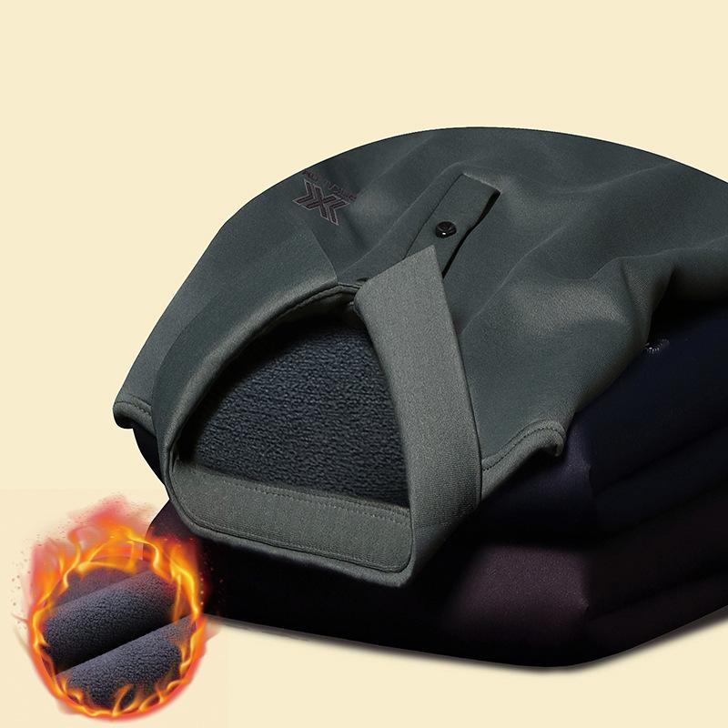 Men's Winter Long Sleeve Polo with Mulberry Silk Lapel, Fleece-Lined, Thickened Business Casual Shirt