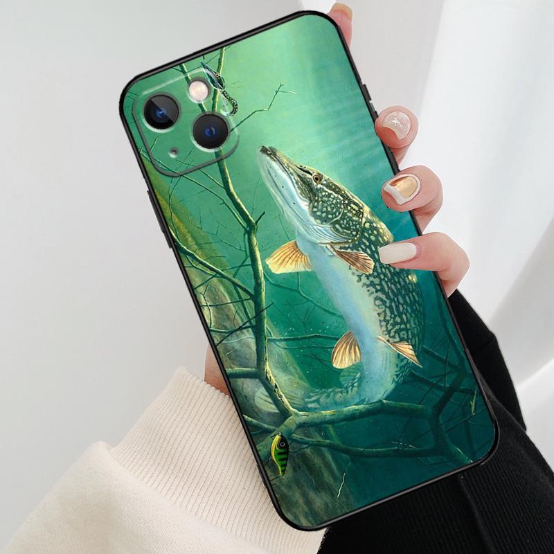 Pike Fish Fishing Bait Phone Case For iPhone 17 Pro Max 14 13 12 11 15 16 Pro Max mini 15 16 Plus 16e 17 Air Cover