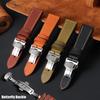 Glad Kalfsleren Horlogeband 20mm 22mm Bandjes Roestvrij Staal Vlindergesp Leren Armband Zwart Bruin Polsband Riem