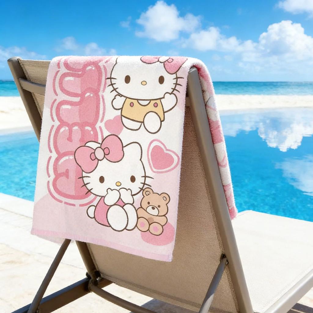 Cute Sanrio Hello Kitty Multi Beach Towel Colorful Print Essential for Swimming Fitness Yoga Camping Best Holiday Present