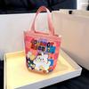 Cartoon Printed Graffiti Bucket Bag Lovely Cylinder Students Carry Lunch Bag Canvas Women Handbag
