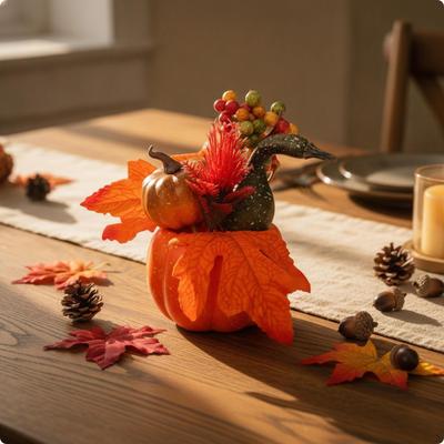 Arrangement de citrouilles artificielles Centre de table d'automne Décoration de bureau d'automne pour cheminée,