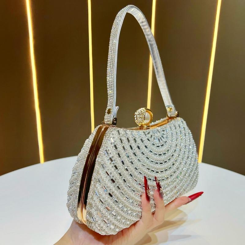 Retro Pearl Handbag, Fashionable Single-shoulder Crossbody, Light Luxury and High-end Evening Bag Casually