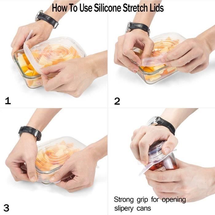 6 Pcs Couvercles Extensibles en Silicone,Couvercle hermétique en Silicone,6 tailles differente