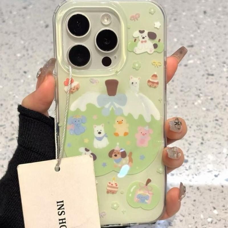 

Green Apple Bear Applicable To Apple 16PROMAX Mobile Case IPhone15 14PLUS New Huawei PURA7 iPhone 12 Pro Max