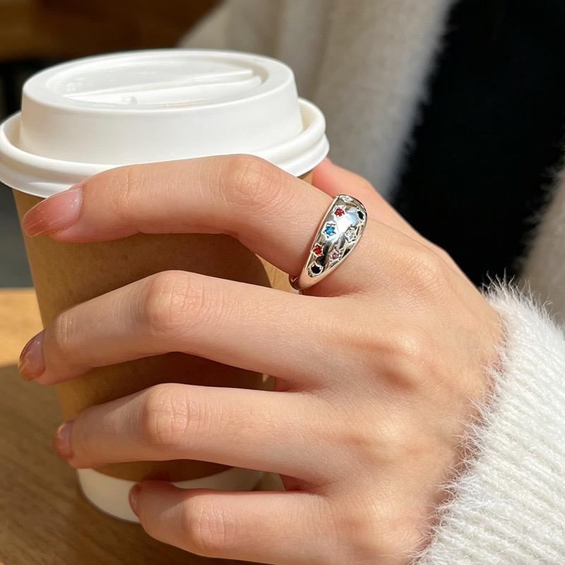 Xiaomi BF CLUB 925 Sterling Rings for Women Simple Geometric Handmade Irregular Retro Oval Colorful CZ Ring Allergy For Birthday Gift