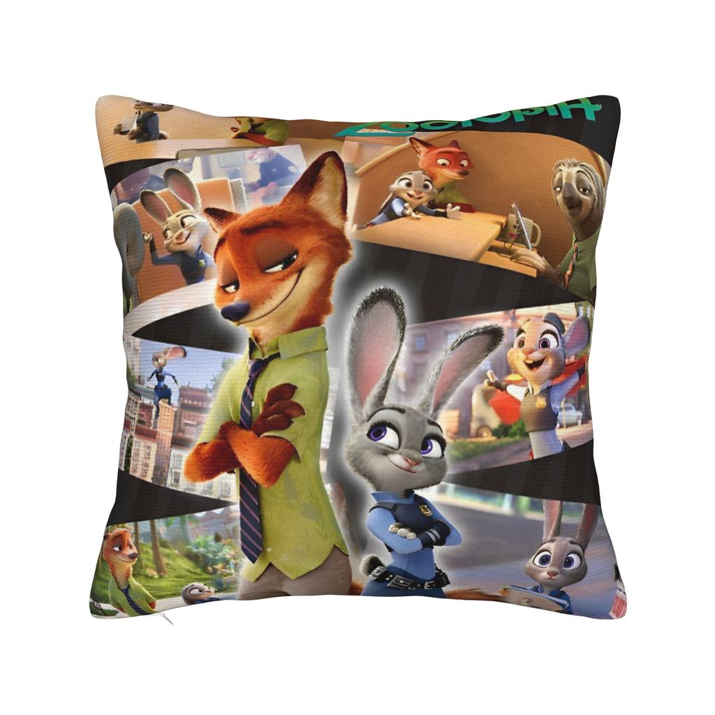 Zootopia 2 Animated Film Square Pillow Cases Buddy Cop Comedy Cushion Covers Creative Zipper Decor Pillowcase for Sofa 45*45cm