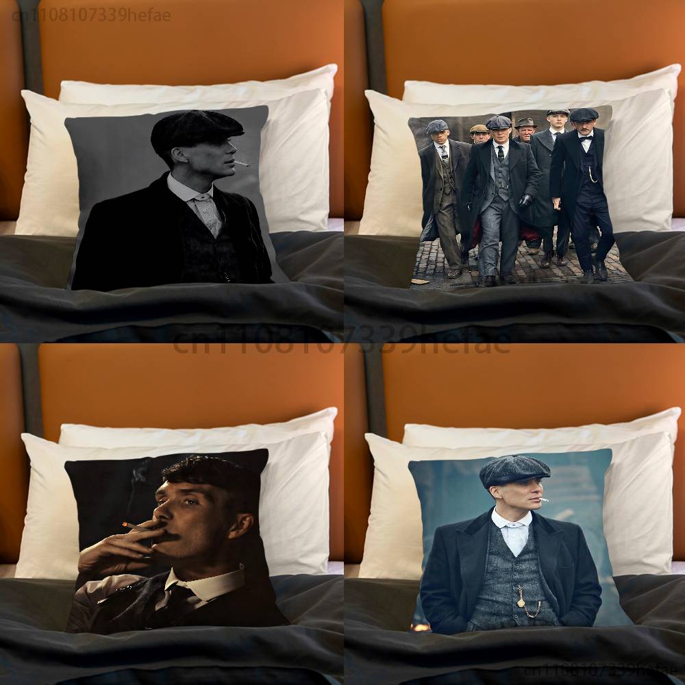 PPeaky BBlinders Movie Print Polyester Pillow Case for Valentine Gift Home Sofa Cushion Cover Decoration Custom