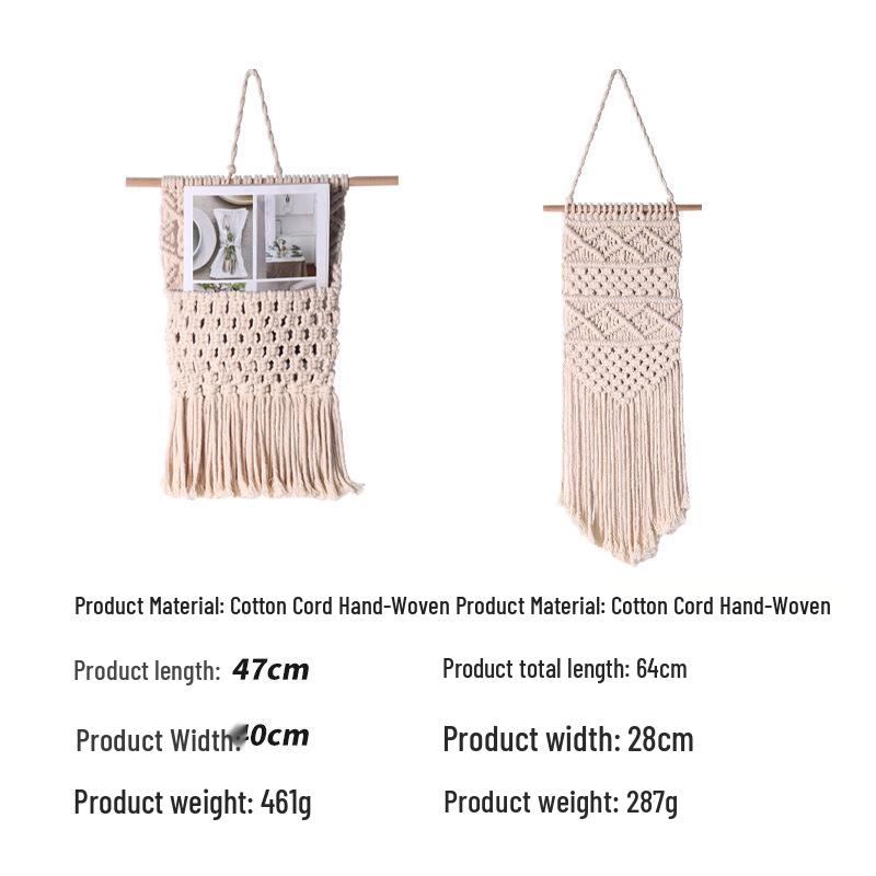 

Богемный гобелен из хлопковой нити: Тканое настенное панно с кисточками и украшение Bohemian Tapestry