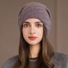 Women S Double Layer Knit Hat Warm Winter Beanie Pearl Glitter Rabbit Hair Blend